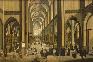 Interiør i Antwerpen katedral med de syv sakramenter, 1590